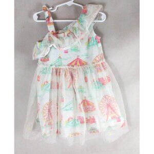 Genuine Kids Oshkosh Glow In The Dark Carnival Print Dress Girls Size 4T